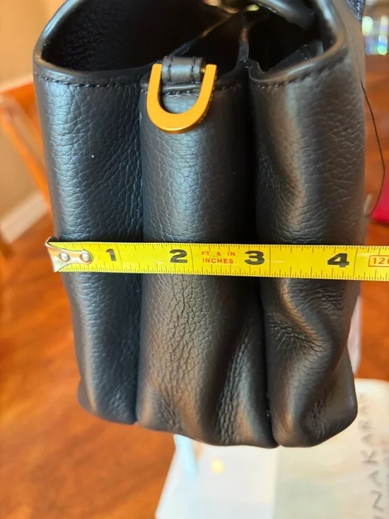 NWT Donna Karan Amagansett Black Leather Satchel w/ Jewelry like closure. - Picture 16 of 16